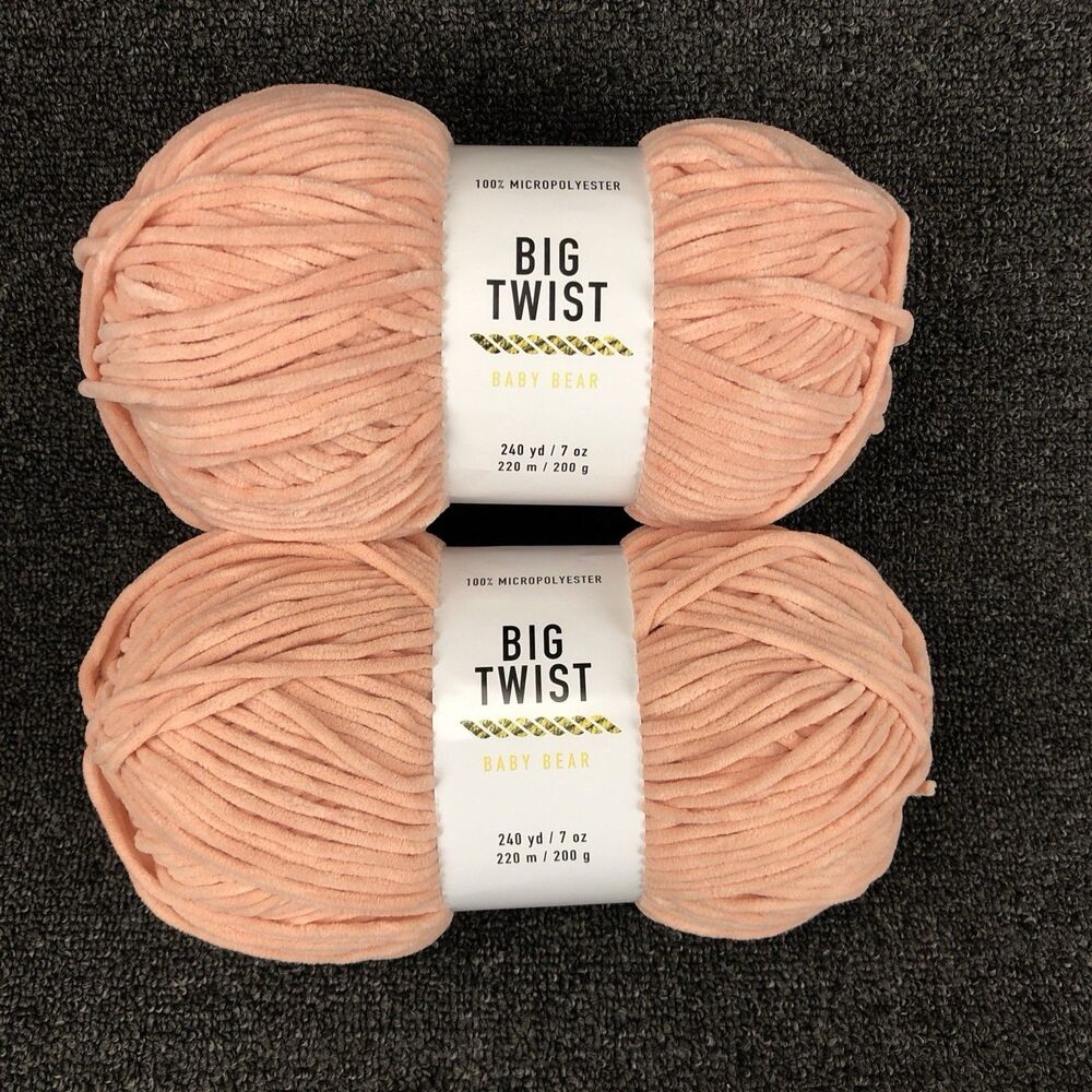 Lot Of 2 BIG TWIST Baby Bear Shrimp Yarn 240yd Each 7oz Each